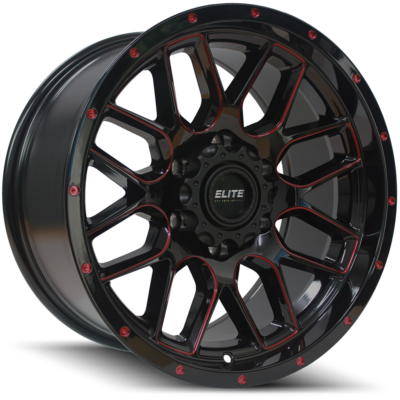 Elite Chaos Gloss Black Red Tint 25 Angle